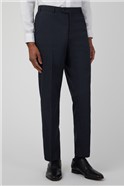  Navy Jaspe Check Tailored Fit Suit Trousers