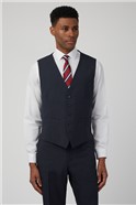  Navy Jaspe Check Five Button Front Waistcoat