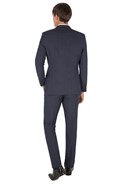  Blue Navy Check Slim Fitted Suit Jacket