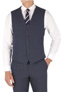  Blue Check Slim Fit Waistcoat