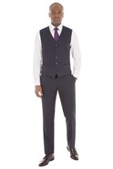  Navy Tonal Check Tailored Fit Waistcoat