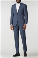  Blue Textured Wool Blend Tailored Fit Suit 