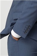 Blue Textured Wool Blend Tailored Fit Suit Trouser