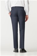  Navy Checked Tailored Suit Trouser