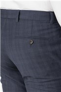  Navy Checked Tailored Suit Trouser