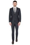  Navy Linen Tailored Fit Suit Jacket