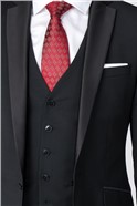  Tailored Fit Black Satin Wool Blend Dinner Jacket