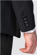  Tailored Fit Black Satin Wool Blend Dinner Jacket