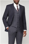  Blue Textured Wool Blend Tailored Fit Suit