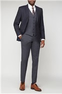  Blue Textured Wool Blend Tailored Fit Suit