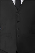  Regular Fit Plain Black Panama Waistcoat