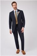  Slim Fit Plain Navy Panama Suit Jacket