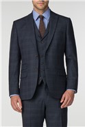  Navy Check Tailored Fit Suit