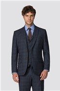  Navy Check Tailored Fit Suit