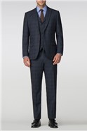  Navy Check Tailored Fit Suit