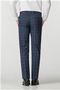  Athletic Fit Blue Check Suit Trouser