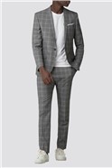 Grey Blue Overcheck Skinny Fit Suit Jacket