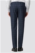 Deep Blue & Burgundy Check Slim Fit Trousers