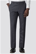 Blue Textured Check Slim Fit Trousers