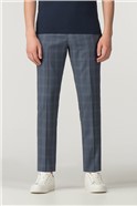  Slate Blue Check Skinny Fit Trousers