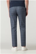  Slate Blue Check Skinny Fit Trousers