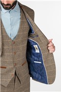 Blake Tan Tweed Check Slim Fit Jacket