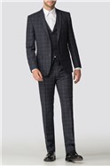  Navy Check Tailored Fit Suit