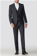  Navy Check Tailored Fit Jacket