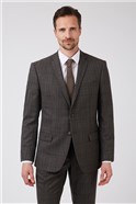  Tailored Fit Brown Heritage Checked Suit Jacket