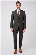  Tailored Fit Brown Heritage Checked Suit Jacket