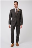  Tailored Fit Brown Heritage Checked Suit Jacket