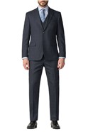  Blue Check Regular Fit Travel Suit Trousers