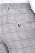  Grey & Lavender Checked Tailored Fit Suit