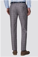 Branded Grey & Blue Checked Skinny Fit Suit Trousers