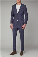  Slate Chambray Check Skinny Fit Suit Jacket