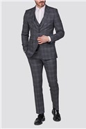  Grey & Blue Check Tailored Fit Suit