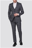  Grey & Blue Check Tailored Fit Suit