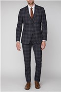  Navy Brown Bold Check Tailored Fit Jacket