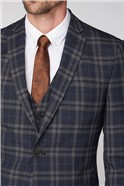  Navy Brown Bold Check Tailored Fit Jacket