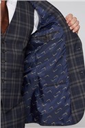  Navy Brown Bold Check Tailored Fit Jacket