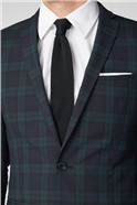  Navy Green Tartan Skinny Suit Jacket