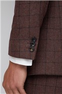  Burgundy Check Slim Waistcoat