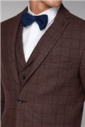  Burgundy Check Slim Waistcoat