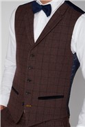  Burgundy Check Slim Waistcoat