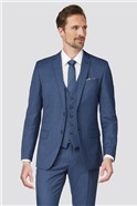  Bright Blue Texture Tailored Fit Suit Trouser