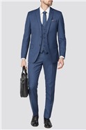  Bright Blue Texture Tailored Fit Suit Trouser