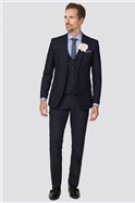  Tailored Fit Navy Texture Suit Trousers