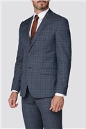  Blue Broken Check Tailored Fit Suit Trousers