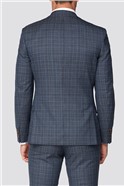  Blue Broken Check Tailored Fit Suit Trousers