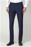  Navy Multi Check Slim Fit Trousers